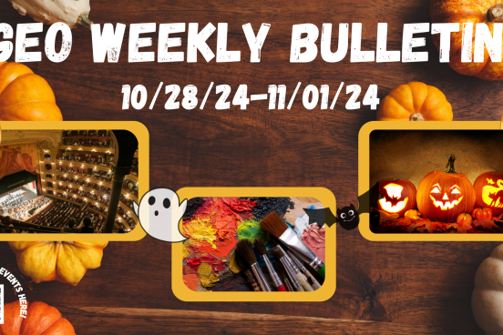 images of pumpkins, painting, and a theater