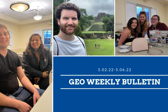 GEO weekly bulletin May 5 2022 with images of students