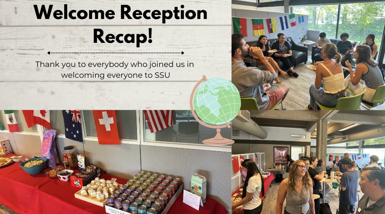 images from welcome reception, people and food