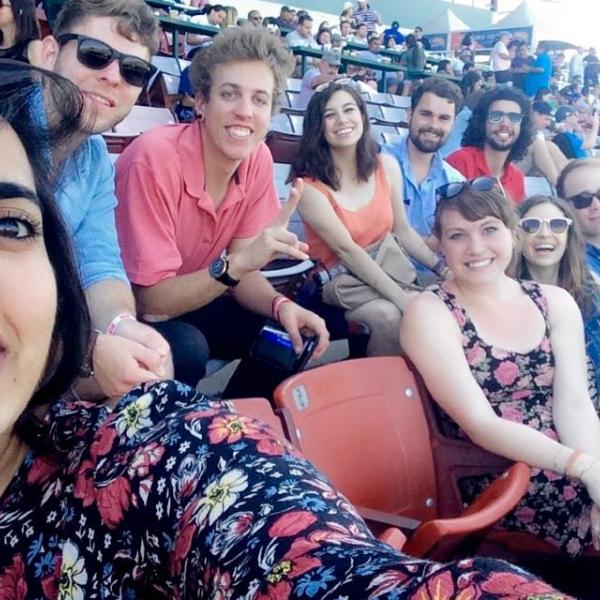 Students at baseball game.