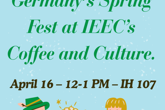 Flyer promoting Germany Sring Festival with time and place. 