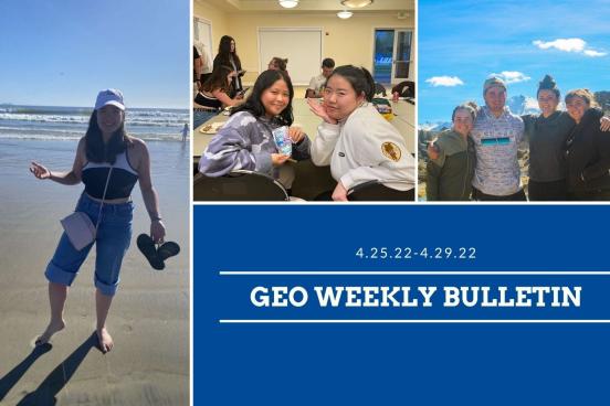 GEO weekly bulletin april 25 with images of students