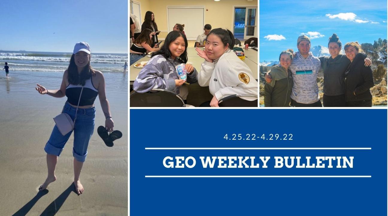 GEO weekly bulletin april 25 with images of students