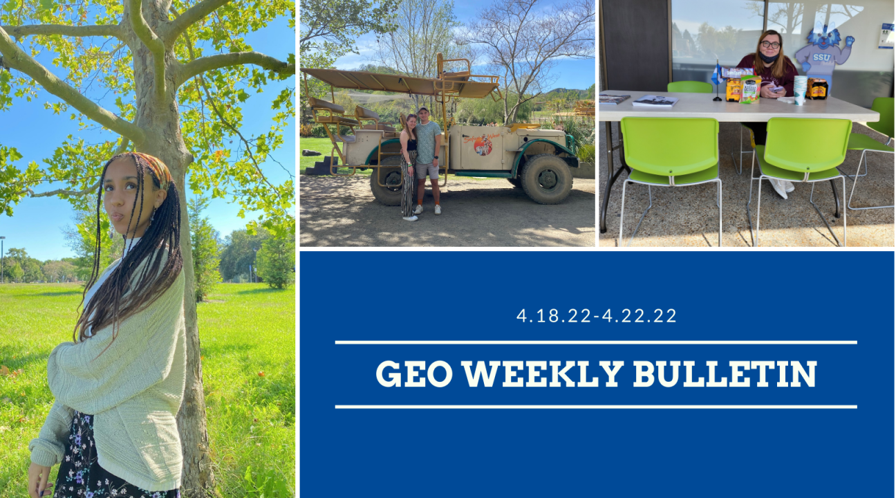 GEO weekly bulletin april 18 with images of students
