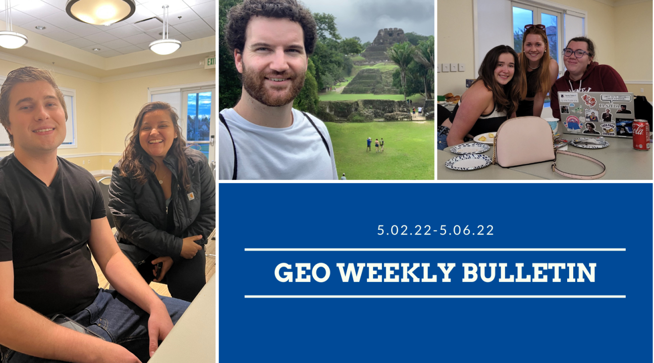 GEO weekly bulletin May 5 2022 with images of students