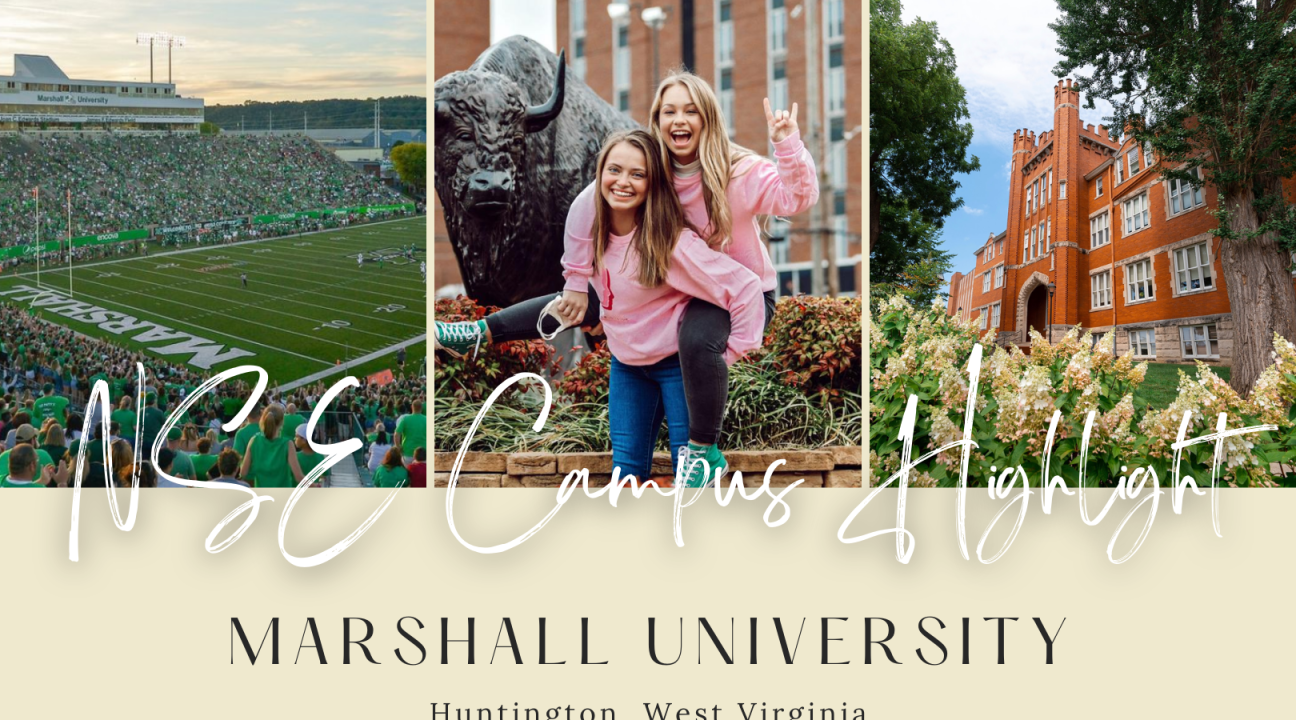 NSE campus highlight Marshall University with images of students