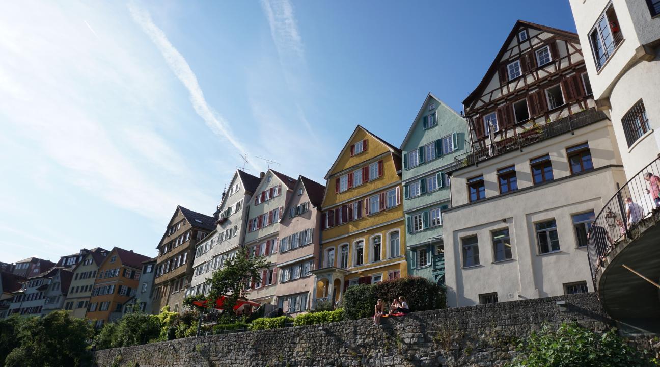 Colorful houses along the Neckar river in Tübingen