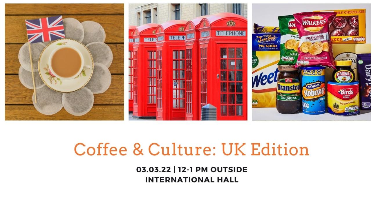 Coffee and culture UK edition with images of British treats