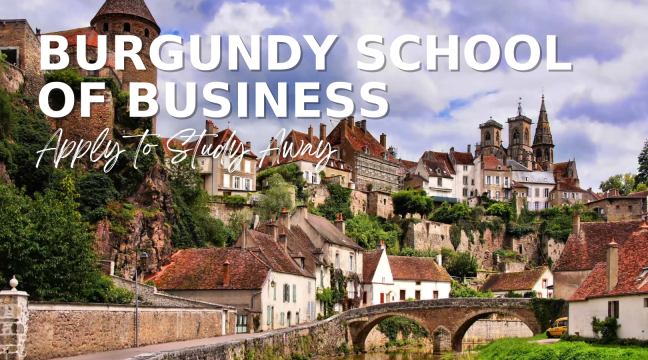 burgundy school of business with image of city of burgundy