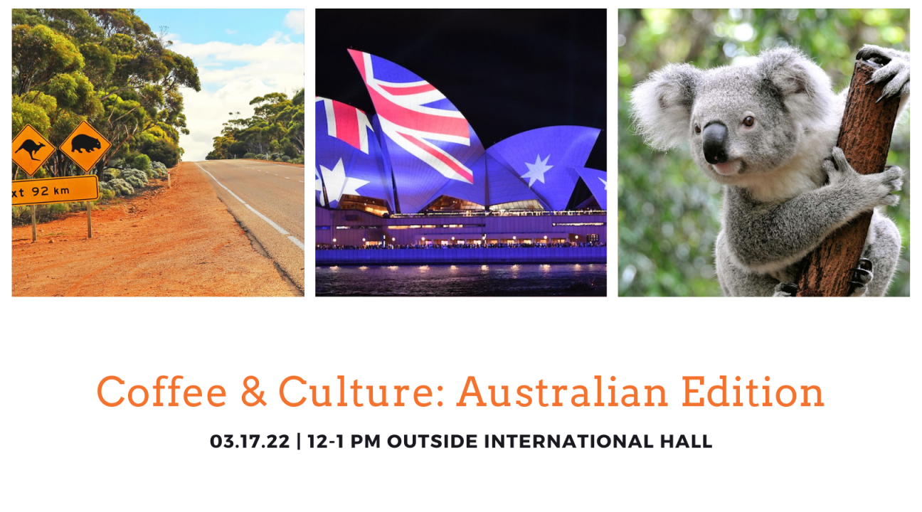 coffee and culture australia March 17 with images of australian flag and koala