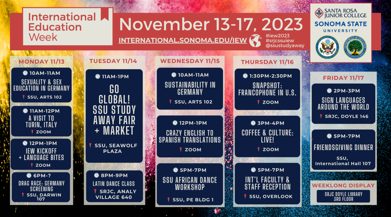 full schedule of IEW week