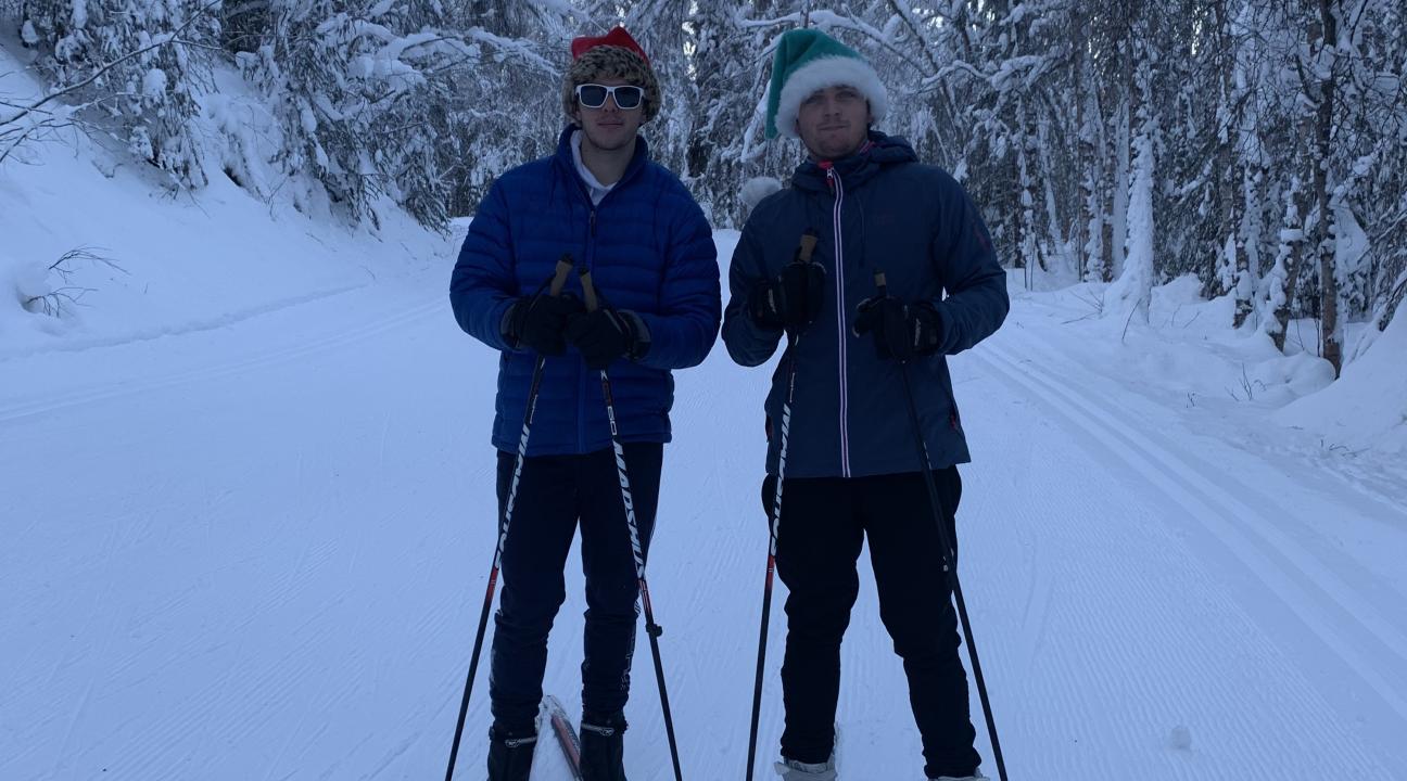 David and Riley on skis