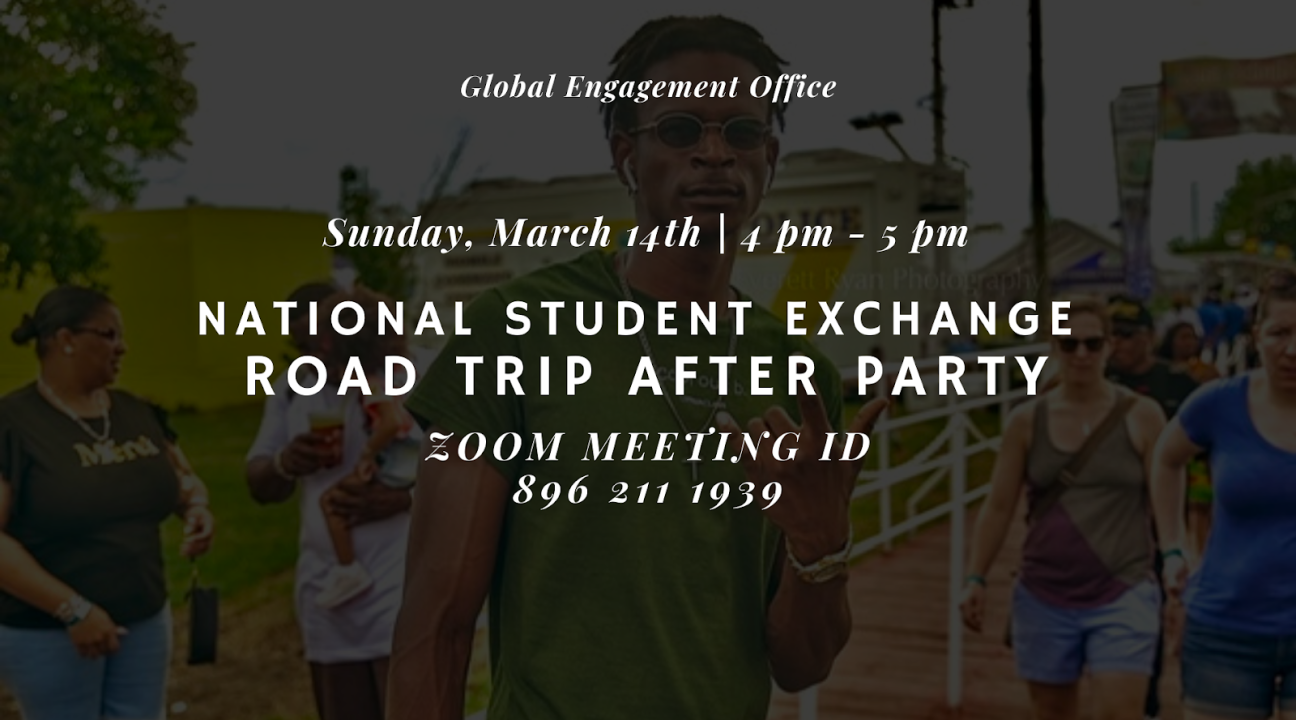 Someone saying "i love you" in sign language, people walking off a bridge, and info for the upcoming March 14th NSE roadtrip after party