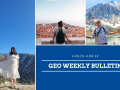 GEO Weekly Bulletin with images of students and pretty views