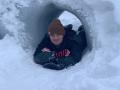 David in snow tunel