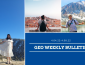 GEO Weekly Bulletin with images of students and pretty views