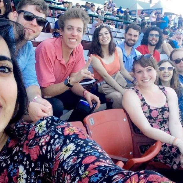 Students at baseball game.