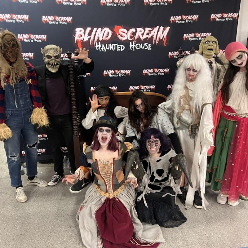 People dressed in a Halloween costume