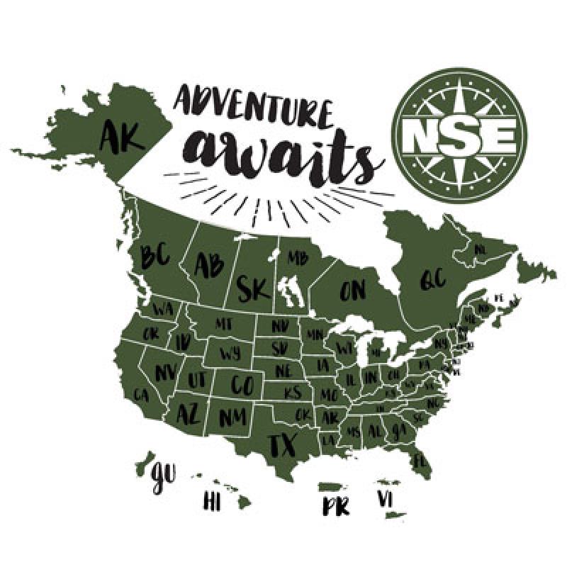 NSE logo and map