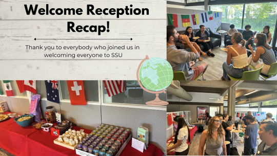 images from welcome reception, people and food