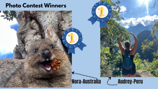 first place photo contest winners, animal from Australia smiling and girl making giant hear with arms