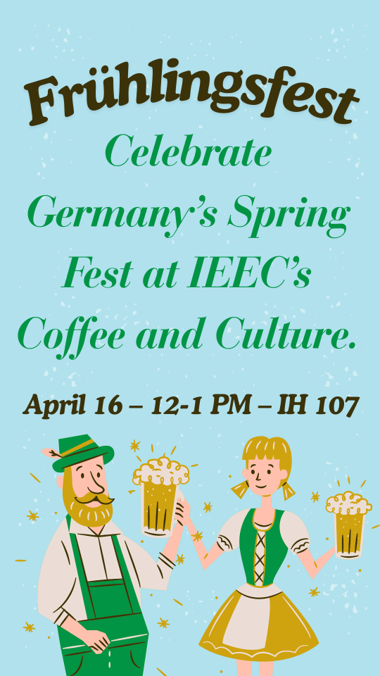 Flyer promoting Germany Sring Festival with time and place. 