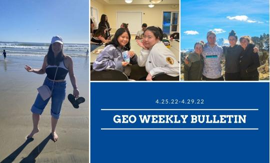 GEO weekly bulletin april 25 with images of students
