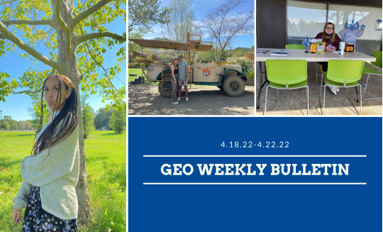 GEO weekly bulletin april 18 with images of students