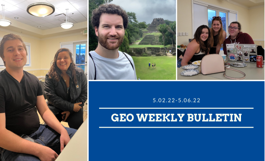 GEO weekly bulletin May 5 2022 with images of students