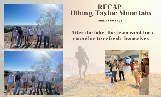 Hike recap with images from hike