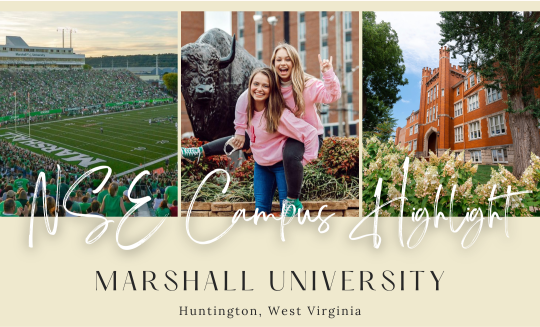 NSE campus highlight Marshall University with images of students