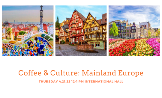 Coffee and culture mainland Europe with pretty images of European villages