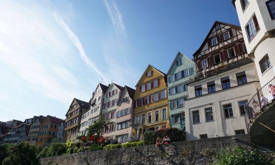 Colorful houses along the Neckar river in Tübingen