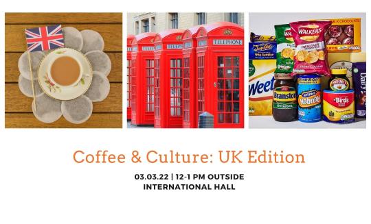Coffee and culture UK edition with images of British treats