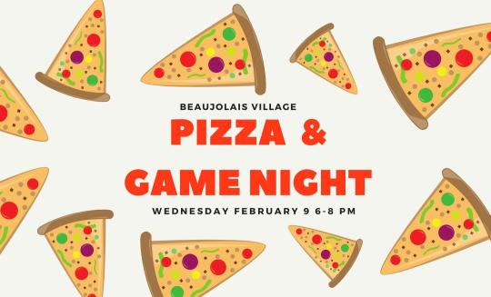 Pizza and game night image Wednesday February 9 at 6PM