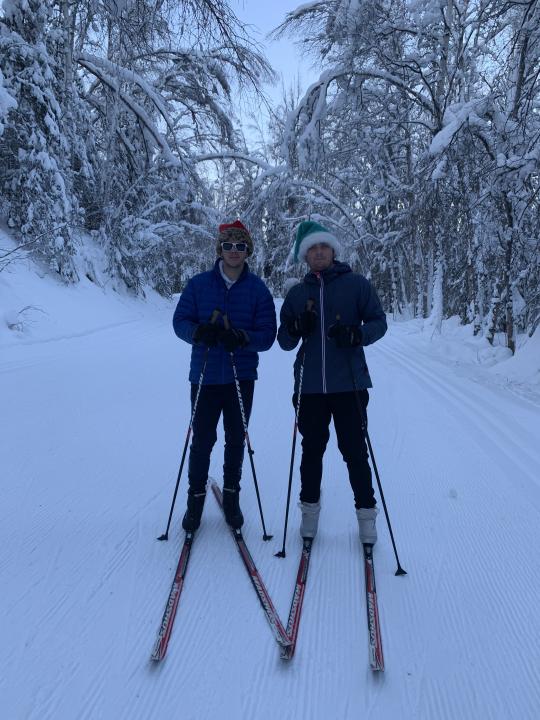David and Riley on skis