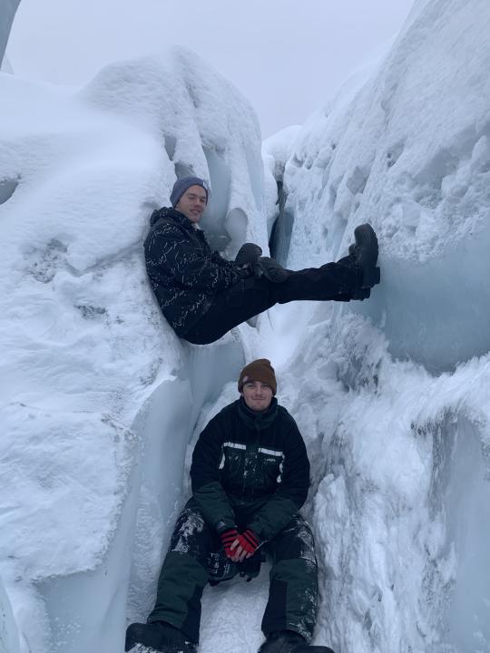 David with Riley in ice canyon